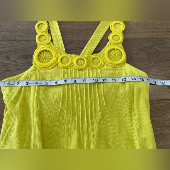 Anthropologie Edme & Esyllte Boho Yellow Gauzy Shift Tank Dress Size Small - Picture 7 of 10